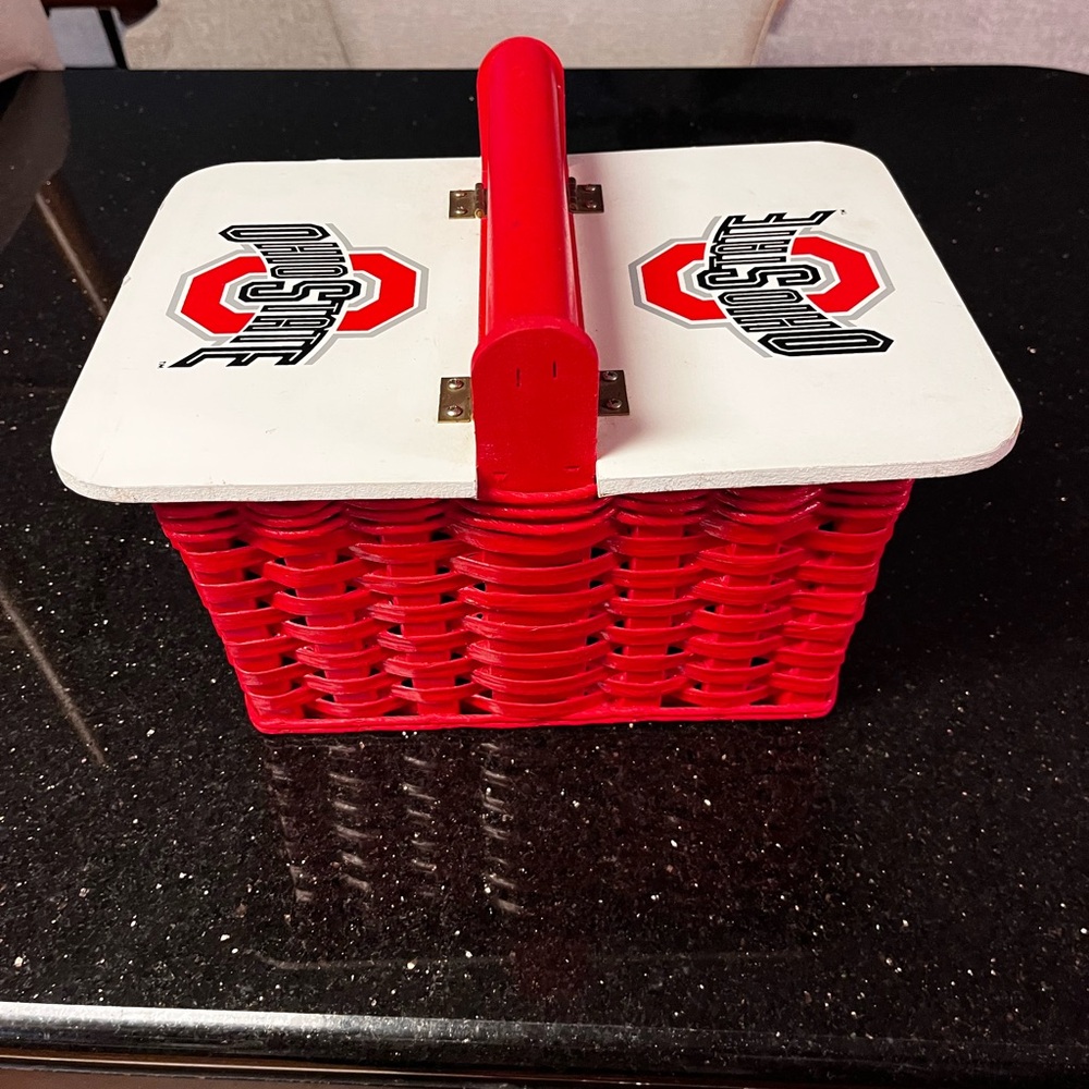 Red and White Ohio State Picnic Basket